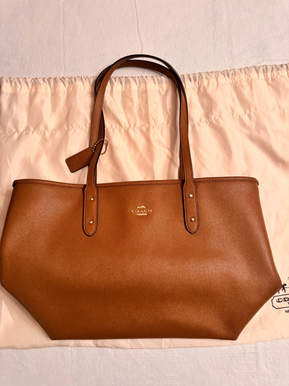 Coach Brown Leather Tote with Gold Logo